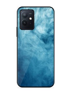 Blue Smoke Art Glossy Metal Phone Cover for Iqoo Z6 (5G)