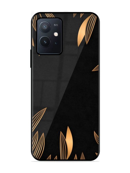 Golden Leaf Pattern Glossy Metal Phone Cover for Iqoo Z6 (5G) Zapvi