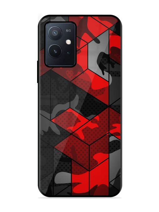 Royal Red Camouflage Pattern Glossy Metal Phone Cover for Iqoo Z6 (5G) Zapvi