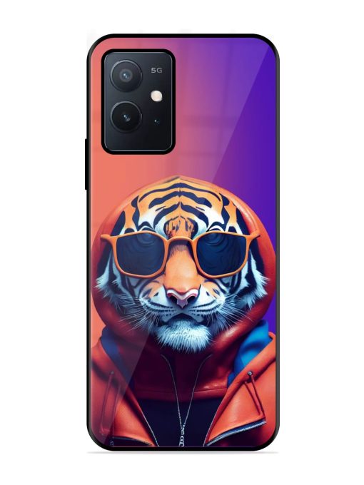 Tiger Animation Glossy Metal Phone Cover for Iqoo Z6 (5G) Zapvi