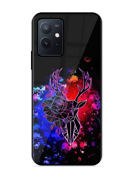 Floral Deer Art Glossy Metal Phone Cover for Iqoo Z6 (5G) Zapvi