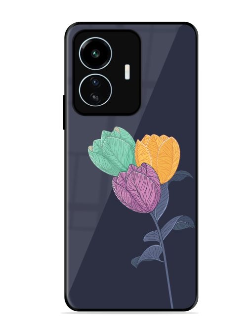 Flower Vector Glossy Metal Phone Cover for Iqoo Z6 Lite