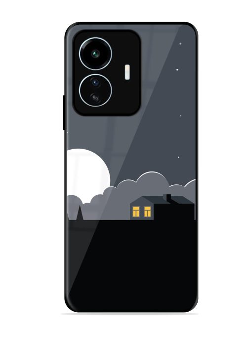 Full Moon Vector Art Glossy Metal Phone Cover for Iqoo Z6 Lite