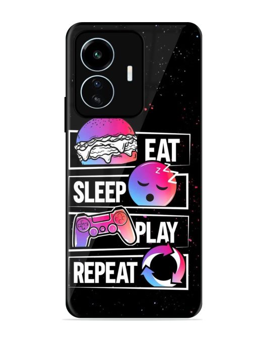 Eat Sleep Play Repeat Glossy Metal Phone Cover for Iqoo Z6 Lite