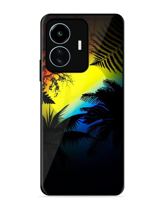 Colorful Sunset With Palm Trees Glossy Metal Phone Cover for Iqoo Z6 Lite