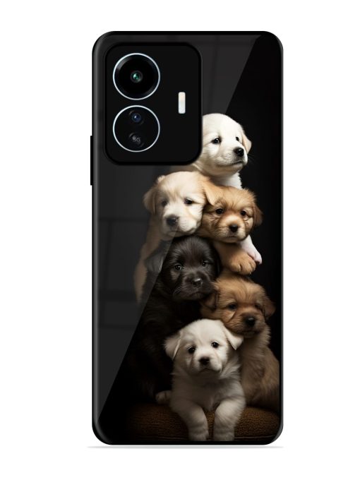 Cute Baby Dogs Glossy Metal Phone Cover for Iqoo Z6 Lite