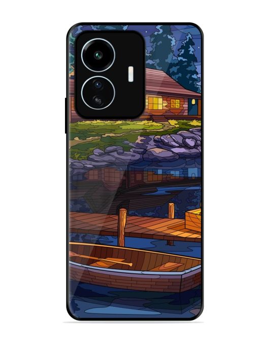 Village Night Scene Glossy Metal Phone Cover for Iqoo Z6 Lite