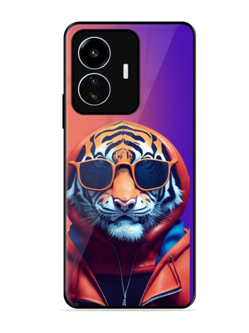 Tiger Animation Glossy Metal Phone Cover for Iqoo Z6 Lite