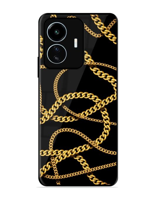 Decorative Golde Chain Glossy Metal Phone Cover for Iqoo Z6 Lite