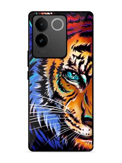 Colorful Lion Art Glossy Metal Phone Cover for Iqoo Z7 Pro (5G)