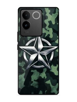 Indian Army Star Design Glossy Metal Phone Cover for Iqoo Z7 Pro (5G)
