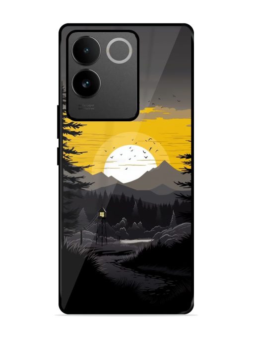 Sunset Vector Glossy Metal Phone Cover for Iqoo Z7 Pro (5G) Zapvi