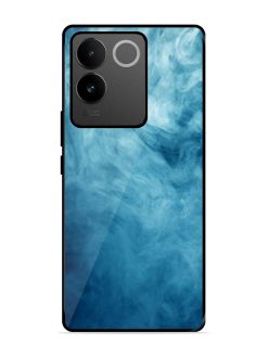 Blue Smoke Art Glossy Metal Phone Cover for Iqoo Z7 Pro (5G)