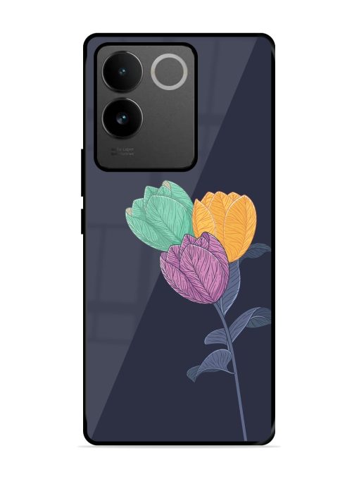 Flower Vector Glossy Metal Phone Cover for Iqoo Z7 Pro (5G)