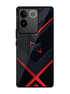 Red Gray Abstract Glossy Metal Phone Cover for Iqoo Z7 Pro (5G)