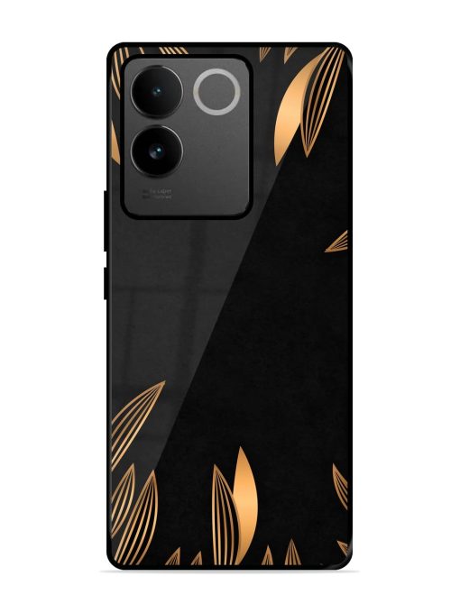 Golden Leaf Pattern Glossy Metal Phone Cover for Iqoo Z7 Pro (5G) Zapvi