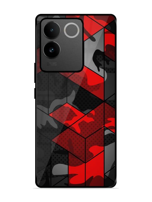 Royal Red Camouflage Pattern Glossy Metal Phone Cover for Iqoo Z7 Pro (5G) Zapvi