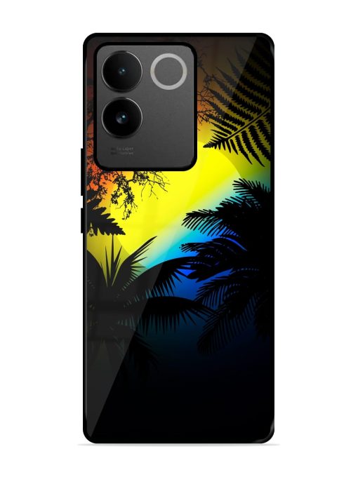 Colorful Sunset With Palm Trees Glossy Metal Phone Cover for Iqoo Z7 Pro (5G) Zapvi