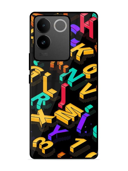 Seamless Pattern With Letters Glossy Metal Phone Cover for Iqoo Z7 Pro (5G) Zapvi