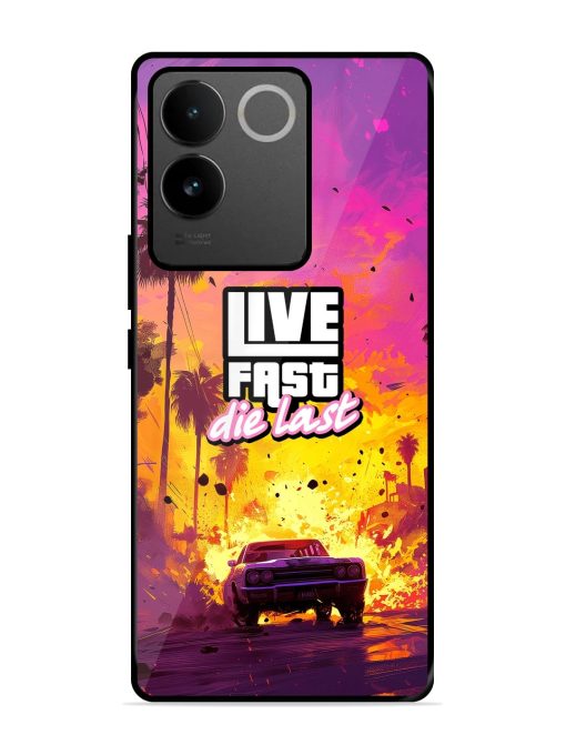 Live Fast Glossy Metal Phone Cover for Iqoo Z7 Pro (5G) Zapvi