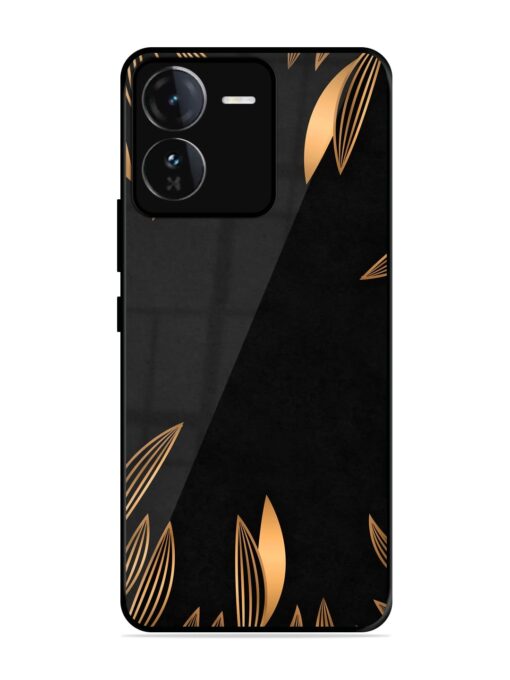 Golden Leaf Pattern Glossy Metal Phone Cover for Iqoo Z9 (5G) Zapvi