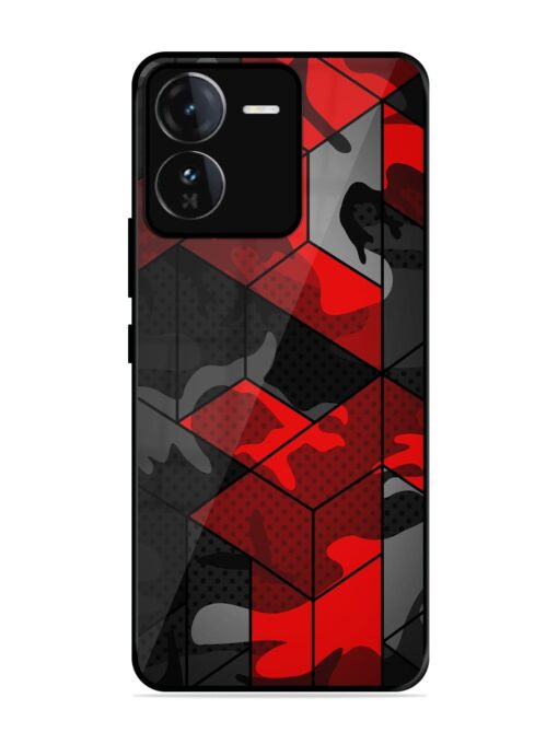 Royal Red Camouflage Pattern Glossy Metal Phone Cover for Iqoo Z9 (5G)