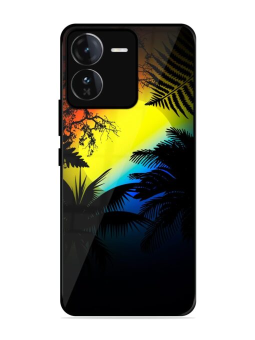 Colorful Sunset With Palm Trees Glossy Metal Phone Cover for Iqoo Z9 (5G) Zapvi