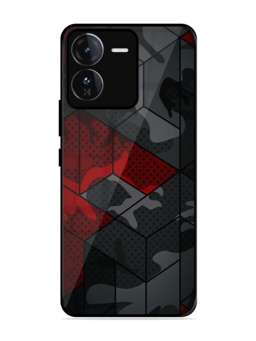 Red And Grey Pattern Glossy Metal Phone Cover for Iqoo Z9 (5G) Zapvi