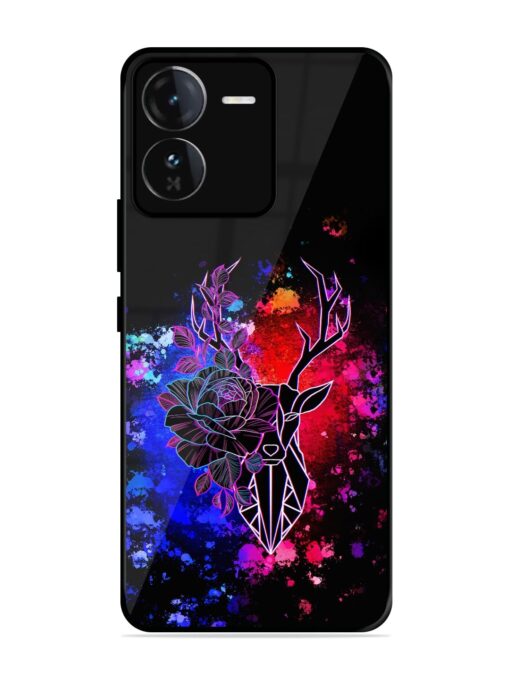 Floral Deer Art Glossy Metal Phone Cover for Iqoo Z9 (5G) Zapvi