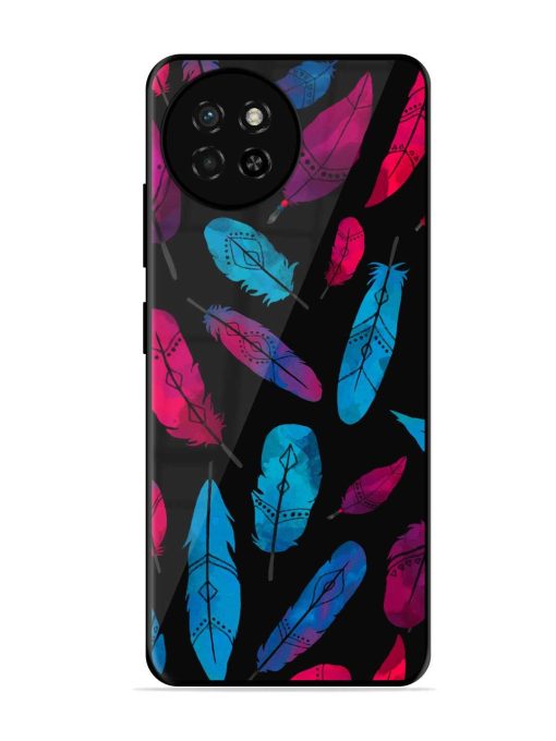 Feather Art Glossy Metal Phone Cover for Itel S23 Zapvi