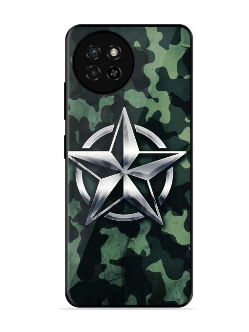 Indian Army Star Design Glossy Metal Phone Cover for Itel S23 Zapvi