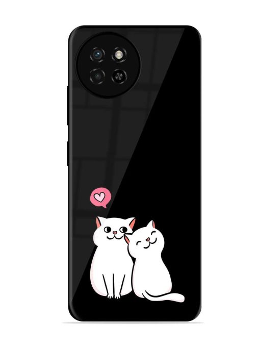 Cat Love Glossy Metal Phone Cover for Itel S23 Zapvi