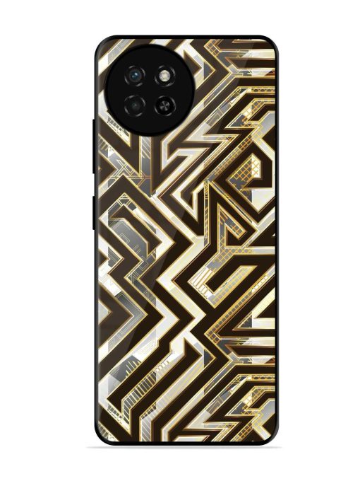 Technology Geometric Seamless Glossy Metal Phone Cover for Itel S23 Zapvi