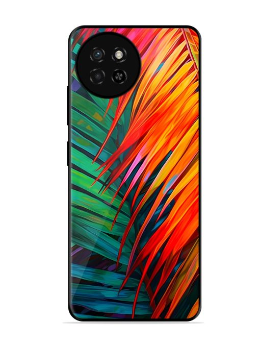 Painted Tropical Leaves Glossy Metal Phone Cover for Itel S23 Zapvi