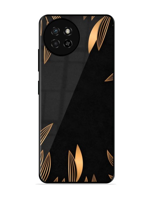 Golden Leaf Pattern Glossy Metal Phone Cover for Itel S23 Zapvi