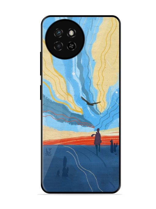 Minimal Abstract Landscape Glossy Metal Phone Cover for Itel S23 Zapvi