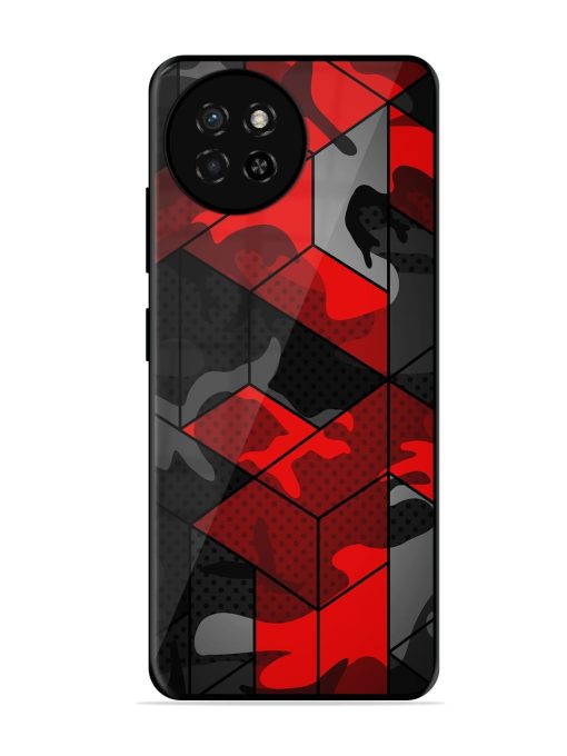 Royal Red Camouflage Pattern Glossy Metal Phone Cover for Itel S23 Zapvi