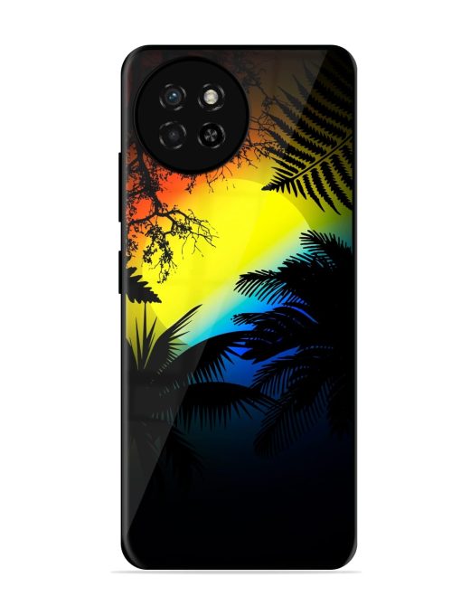 Colorful Sunset With Palm Trees Glossy Metal Phone Cover for Itel S23 Zapvi