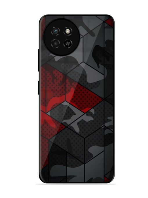 Red And Grey Pattern Glossy Metal Phone Cover for Itel S23 Zapvi