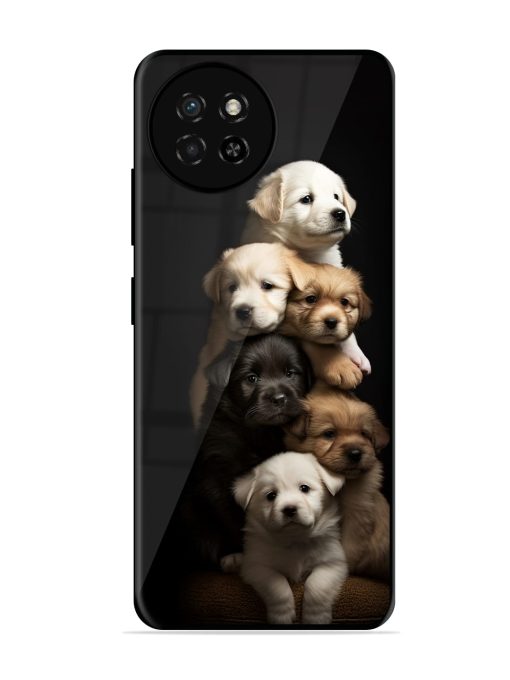 Cute Baby Dogs Glossy Metal Phone Cover for Itel S23 Zapvi