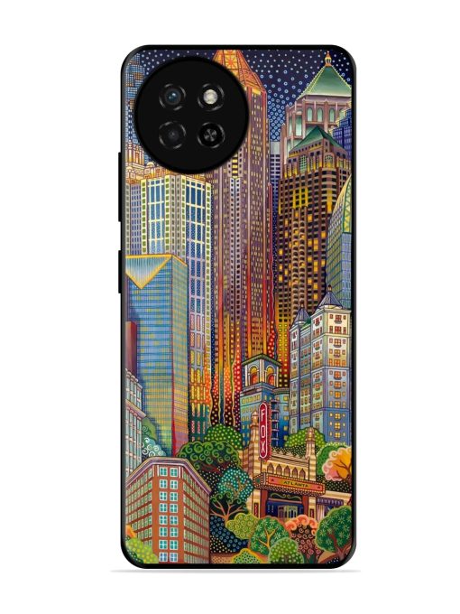 Cityscapes Art Glossy Metal Phone Cover for Itel S23 Zapvi