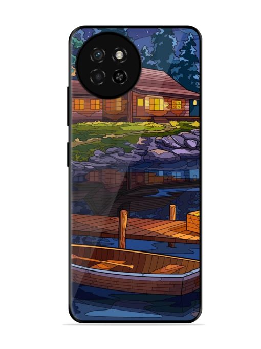 Village Night Scene Glossy Metal Phone Cover for Itel S23 Zapvi