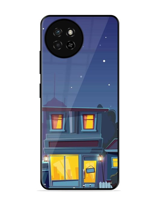 Vector Night House Glossy Metal Phone Cover for Itel S23 Zapvi