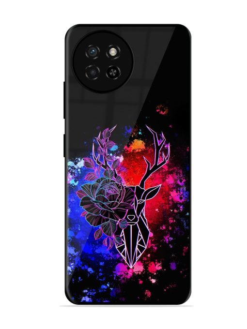 Floral Deer Art Glossy Metal Phone Cover for Itel S23 Zapvi