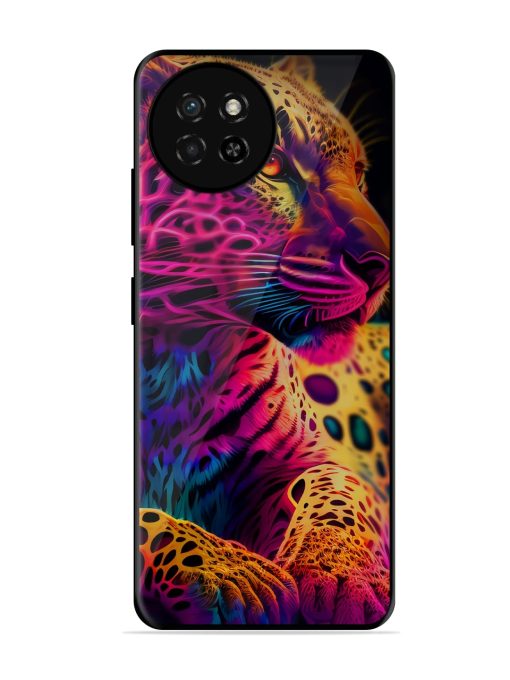 Leopard Art Glossy Metal Phone Cover for Itel S23 Zapvi