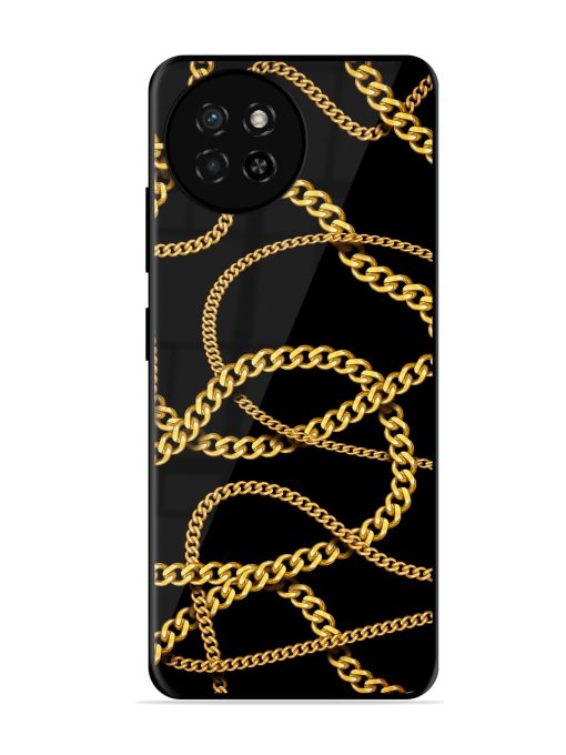 Decorative Golde Chain Glossy Metal Phone Cover for Itel S23 Zapvi