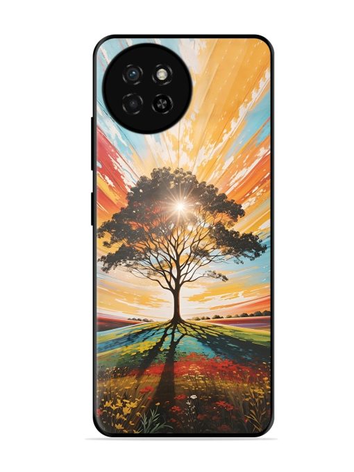 Abstract Tree Colorful Art Glossy Metal Phone Cover for Itel S23 Zapvi