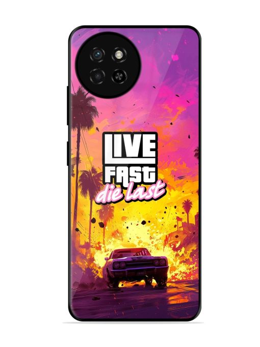 Live Fast Glossy Metal Phone Cover for Itel S23 Zapvi