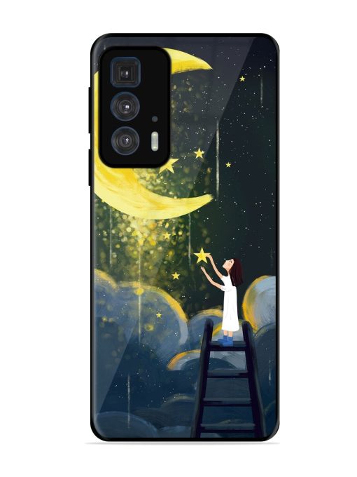 Moonlight Healing Night Illustration Glossy Metal TPU Phone Cover for Motorola Edge 20 Pro Zapvi