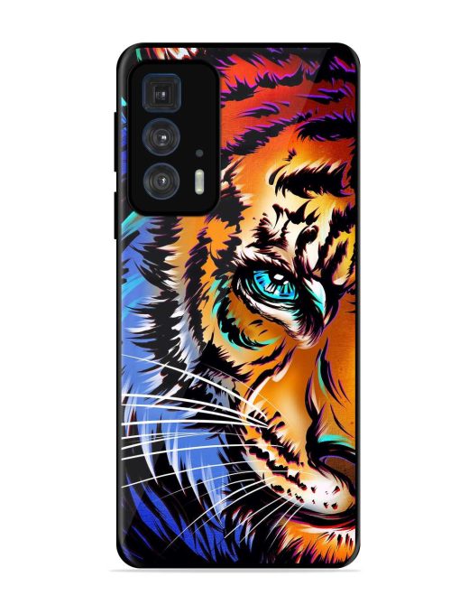 Colorful Lion Art Glossy Metal Phone Cover for Motorola Edge 20 Pro Zapvi